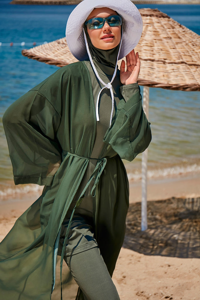 Mountain Range Green Beach Cover-up Kimono