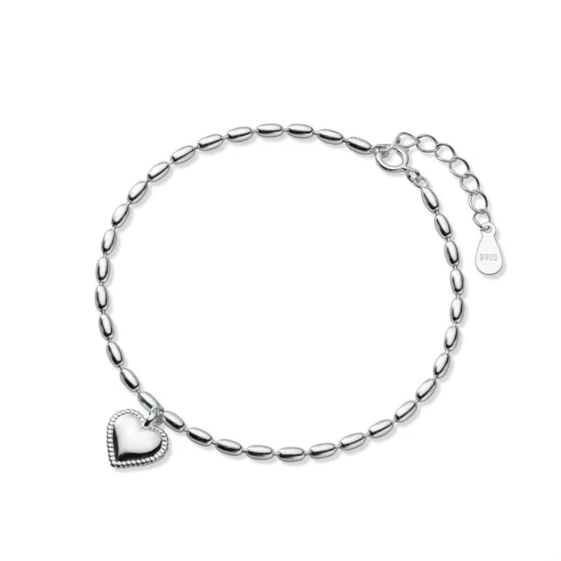 Silver Heart Bracelet - 925 Sterling Silver