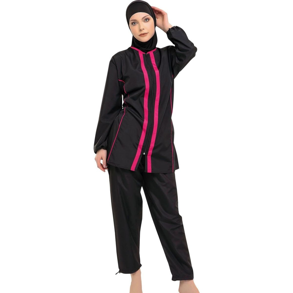 BAE Modest Women's Long-Sleeve Stripe Full Burkini Swimwear with Hijab - BAE - Before Anything Else
